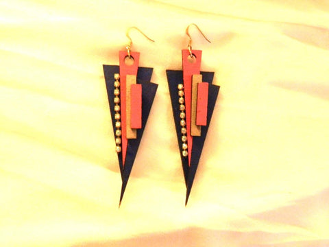 Aja Layered Earrings in Navy & Pink